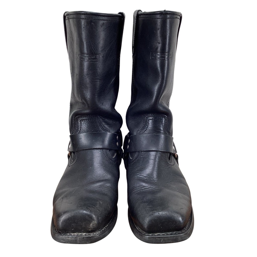 Xelement LU1442 Men's Black Leather Harness Biker Boots Square Toe Size 10 M - Picture 2 of 8